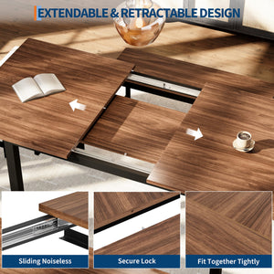 5-Piece Extendable Dining Table Set with Benches and Stools