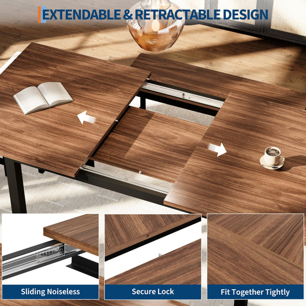 5-Piece Extendable Dining Table Set with Benches and Stools