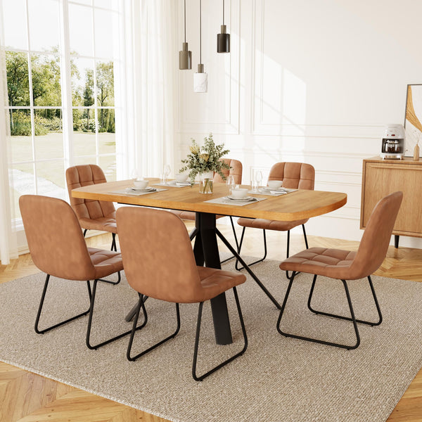Extendable Dining Table Set for 6 with Upholstered Chairs