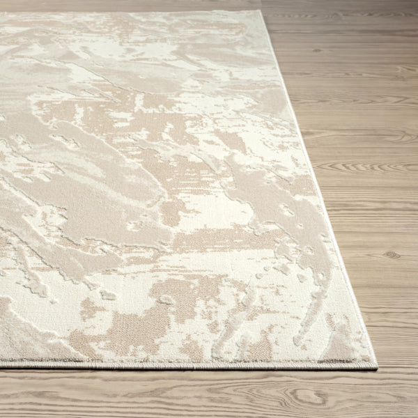 Geometric Cream Area Rug – Modern Abstract Wavy Pattern