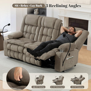 3-Seater Manual Recliner Sofa with Hidden Storage