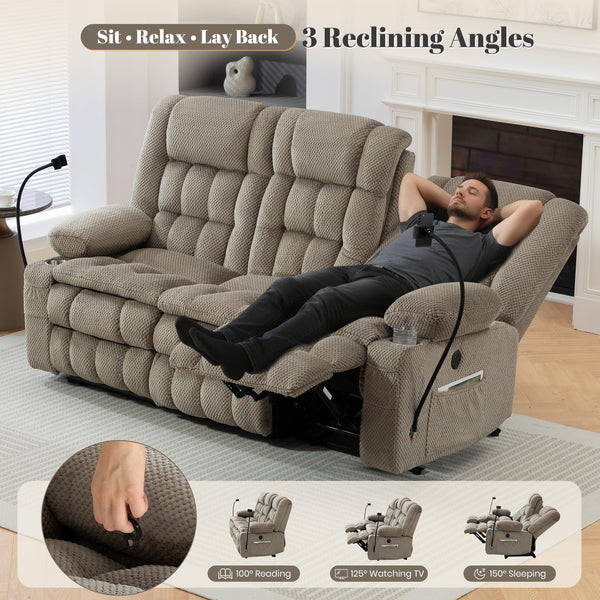 3-Seater Manual Recliner Sofa with Hidden Storage