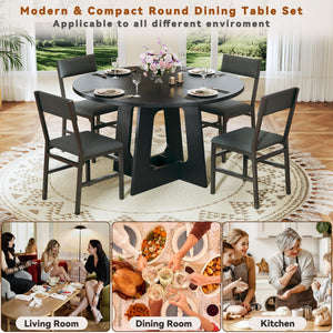 Round Dining Table Set with Upholstered Chairs