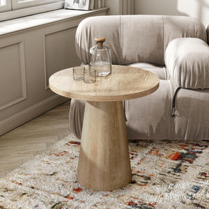 20-Inch Round End Table with Cone Pedestal Base