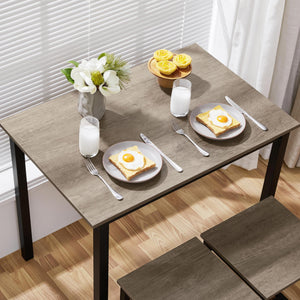 3-Piece Industrial Dining Table Set with 2 Stools