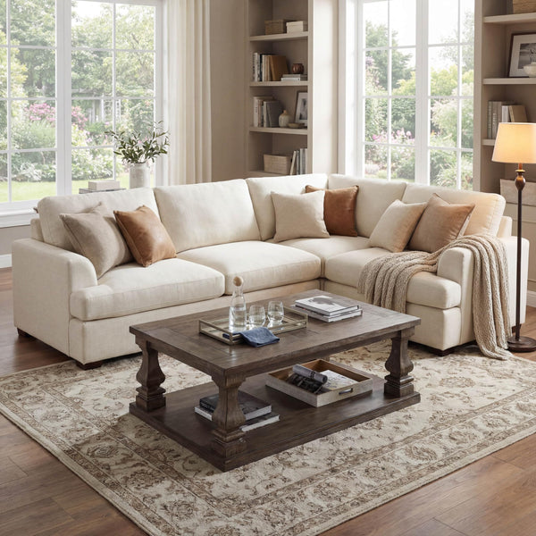 Farmhouse Coffee Table – Weathered Gray Finish