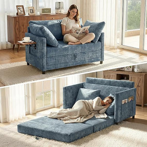 Convertible Loveseat Sofa Bed with Foldable Side Table