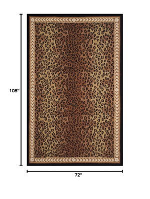 Hand-Hooked Wool Area Rug – Leopard Pattern, 6' x 9'