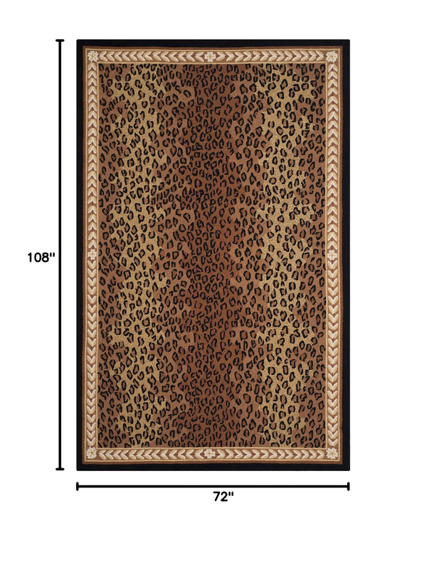 Hand-Hooked Wool Area Rug – Leopard Pattern, 6' x 9'