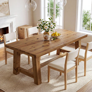 63-Inch Solid Wood Farmhouse Dining Table