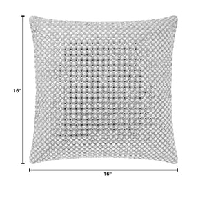 Decorative Throw Pillow with Pearl & Rhinestone Embellishment