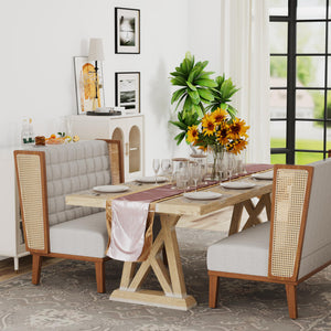 Loveseat Settee Bench with Rattan Arms