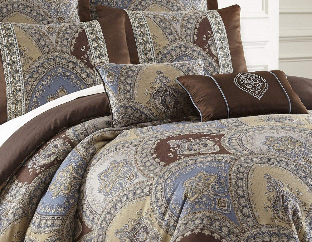 8-Piece Medallion Floral Jacquard Comforter Set