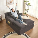 Convertible Chaise Lounge Sofa Bed with Armrests & Side Pockets