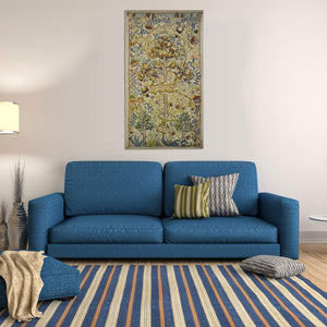 Woven Jacquard Wall Tapestry – Floral Fruit Tree & Acanthus Leaf Design, 100% Cotton, 34"W x 64"H