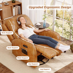 Power Recliner Chair with Headrest, Lumbar Support & Charging Ports