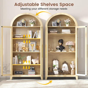 71" Arched Display Cabinet with LED Light & Glass Doors