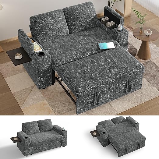65" Convertible Loveseat Sleeper Sofa with Pull-Out Bed