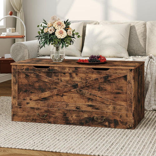 Storage Bench with Drawer, Lift Top & Pull Handles