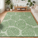 Green Monstera High-Low Plush Area Rug