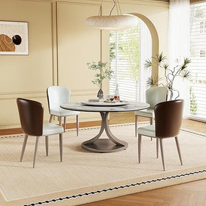 Oval Sintered Stone Dining Table Set with Stainless Steel Base