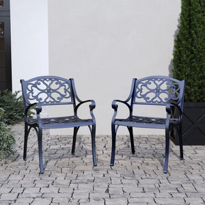 Outdoor Dining Arm Chair Set of 2 – Black Cast Aluminum
