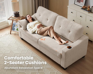2-in-1 Pull Out Sleeper Sofa Bed with Memory Foam Mattress