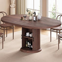 Extendable Round Dining Table with Storage Shelf