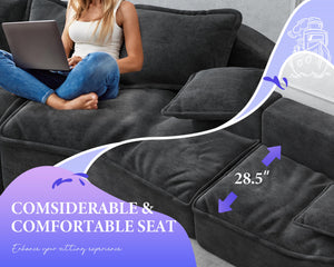3-Seater Modular Sectional Sofa with Memory Foam — Dark Grey