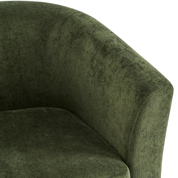 Velvet Swivel Barrel Accent Chair with Wood Frame
