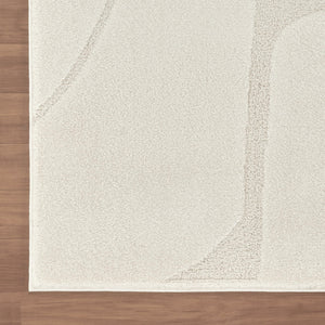 Cream Geometric Area Rug – Power-Loomed Polypropylene