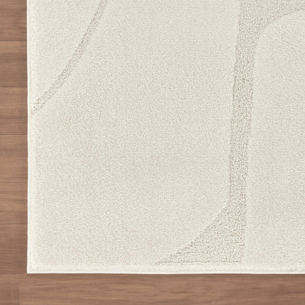 Cream Geometric Area Rug – Power-Loomed Polypropylene