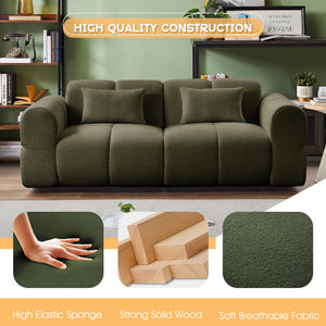 Modern 3-Seater Loveseat Sofa with Lambswool Upholstery