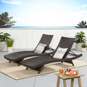 Outdoor Wicker Adjustable Chaise Lounge Chair Set, 2-Piece