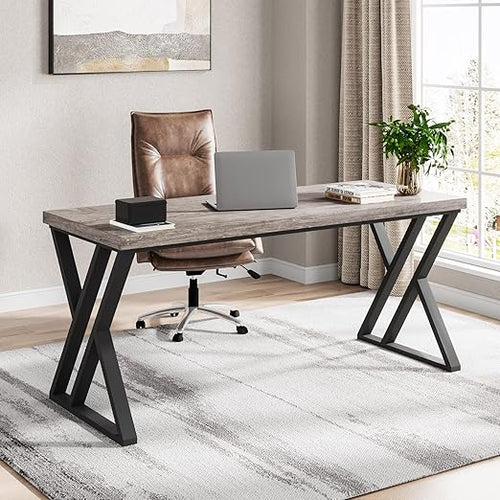 55-Inch Z-Shaped Metal Leg Computer Desk