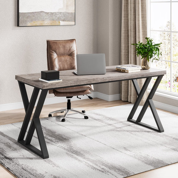 55-Inch Computer Desk with Z-Shaped Metal Legs