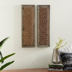 Wood & Rattan Abstract Wall Decor Set of 2