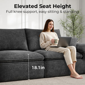 120" Modular Sectional Sofa with Ottoman & Teddy Upholstery