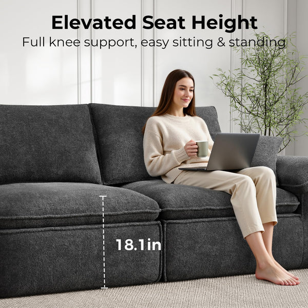 120" Modular Sectional Sofa with Ottoman & Teddy Upholstery