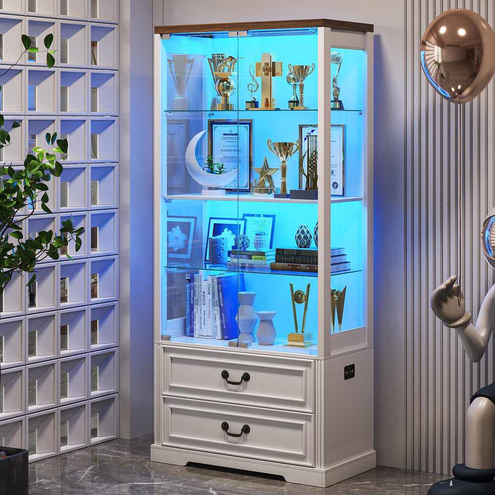 Glass Display Cabinet with LED Lights & Body Sensor