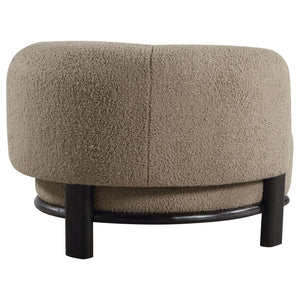 Barrel Back Accent Chair — Upholstered with Oak Wood Frame