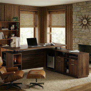 70" L-Shaped Electric Standing Desk with File Cabinet