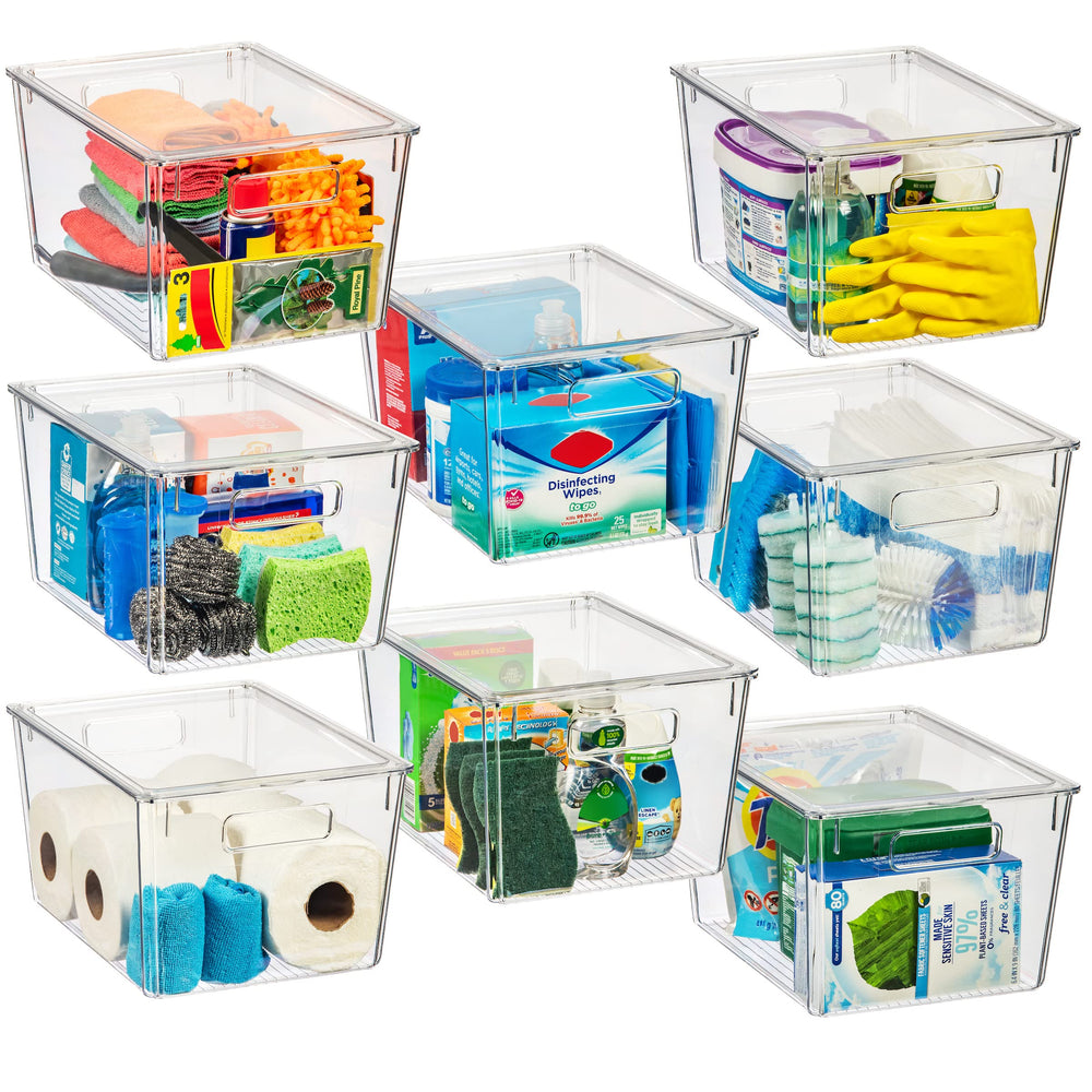 Clear Plastic Storage Bins with Lids – 8-Pack Large Organizer Bins