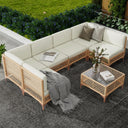 Outdoor Patio Sectional Sofa Set with Tempered Glass Coffee Table
