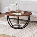 Round Coffee Table 2-Tier with Storage Shelf
