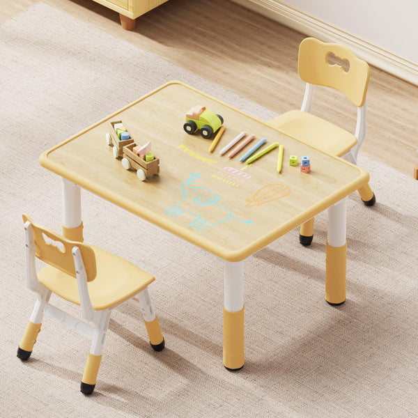 Kids Table & 2 Chairs Set – Height Adjustable, Graffiti Desktop, Multi-Activity, Ages 3–8