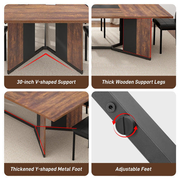 7-Piece Dining Table Set with 6 Upholstered Chairs