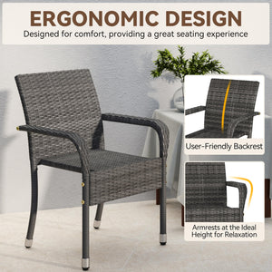 Stackable Outdoor Rattan Dining Chairs Set of 2