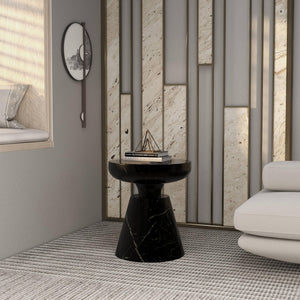 Round Fiberstone Pedestal Side Table