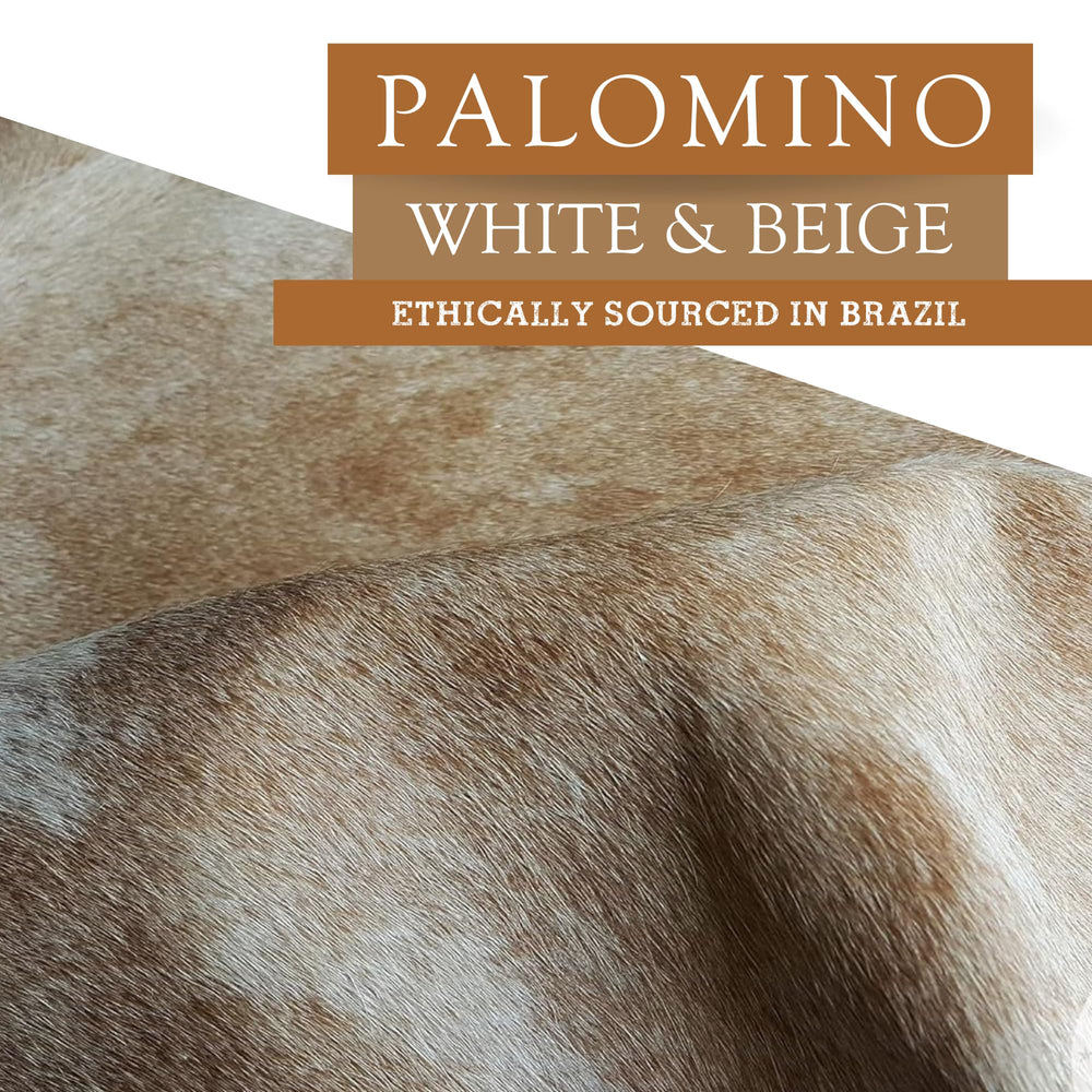 Genuine Cowhide Area Rug – Speckled Palomino, White & Beige